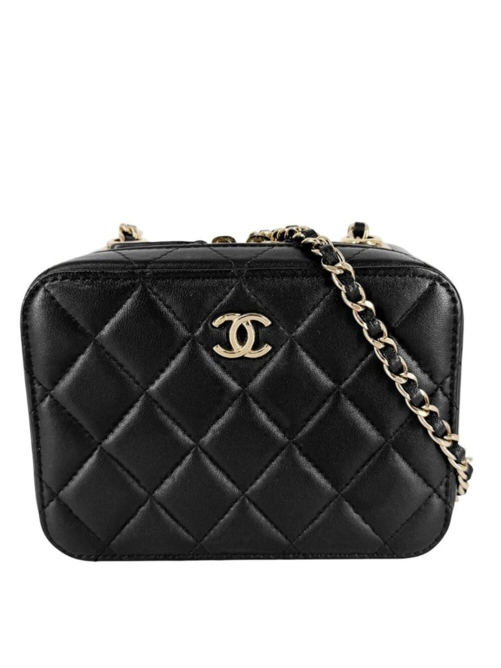 Chanel Shoulder Bag Quilted Mini Logo Chain Crossbody CC Small Lambskin Black